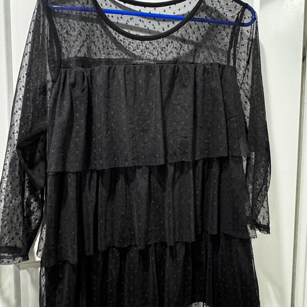 Lane Bryant Black Sheer Layered Top